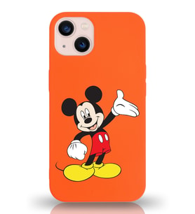 Apple iPhone 13 Mini  Lansman Kılıf Mickey Mouse Tasarımlı Altı Kapalı İçi Kadife Kaplı  Kapak (Şeffaf)