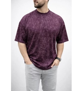 Erkek Premium Tişört OSY Yumuşak Dokulu Yıkamalı Oversize T-Shirt - Bordo