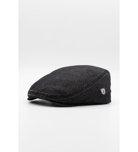 Erkek Jean Flat Cap Kasket - Siyah Kot Şapka  Standart Fit/Esnek