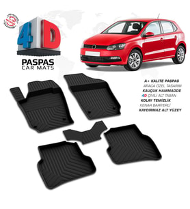 VW Polo 6R 4D Araca Özel Havuzlu Kauçuk Paspas 2009-2017 (Karışık)