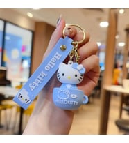 Hello Kitty Tasarımlı  Fincan Silikon Anahtarlık Çanta Süsü