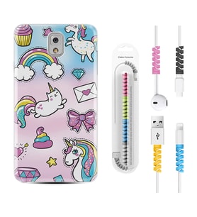 Samsung Note 3 4 5 8 9 20 Ultra 10 Lite Kılıf Kablo Koruma Spiral Silikon Unicorn Mektup 1800