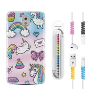 Samsung Note 3 4 5 8 9 20 Ultra 10 Lite Kılıf Kablo Koruma Spiral Silikon Unicorn Mektup 1800