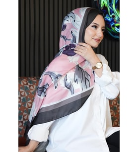 Lale Desen Pembe Soft Pamuk Şal (Standart)