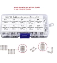 Seramik Sigorta Seti Hızlı 5x20 mm 100 Adet 10 Çeşit 250v Şeffaf Çantada