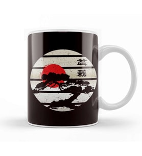 Bonsai Tree Circle Japanese Flag Meditation Yoga Buddhist Kupa Bardak Porselen