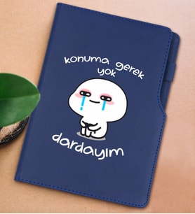 BK Gift Dardayım Tasarımlı Lacivert Termo Deri Not Defteri 15x21cm-1