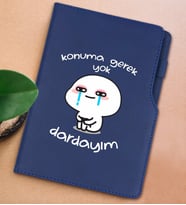 BK Gift Dardayım Tasarımlı Lacivert Termo Deri Not Defteri 15x21cm-1