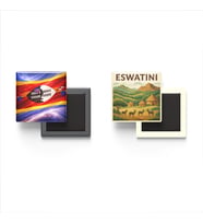 Buzdolap Magnetleri - Esvatini Bayrağı ve Paper Cut Tema - 2'li Set Magneti