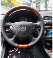 Mercedes W211 E220 Araca Özel Dikmeli Direksiyon Kılıfı (AHŞAP SOFT NOKTA DERİ) (Siyah)