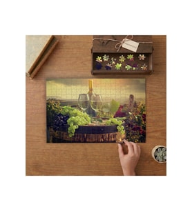Şarap - Manzara - Üzüm Tasarımı 240 parça Ahşap Puzzle Ahşap Kutuda MP01395