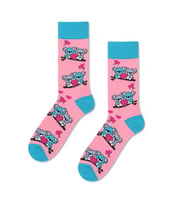 Aşık Koala Çifti Desenli Pembe Turkuaz Unisex Soket Çorap