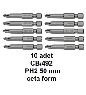 10 adet -- Ceta Form 1/4" Yıldız Bits Uç CB/492 (PH2 x 50 mm)