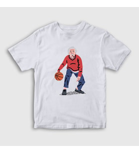 Presmono Unisex Çocuk Beyaz Basketball Basketbol Albert Einstein T-Shirt 330502tt