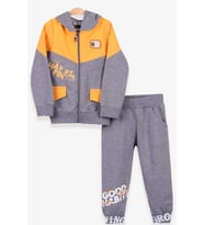 Breeze Erkek Çocuk Eşofman Takımı Baskılı Kapüşonlu 1.5-5 Yaş, Gri Melanj