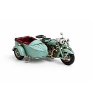 Dekoratif Metal Sepetli Motosiklet – Retro Sidecar Tasarım (Turkuaz)