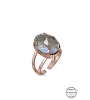 Swarovski Crystal Kadın Janjan Oval Rose Gümüş Yüzük