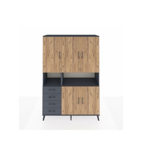 Hyperion Dolap 7 Raflı 4 Çekmeceli 5 Kapaklı 132x44x195 Antrasit-Çam/Antrasit
