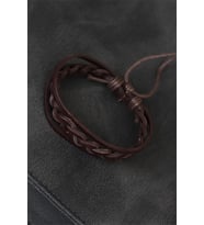 Kahverengi Örgü Deri Erkek Bileklik (Çok Renkli)