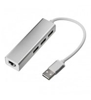 TriLine Aluminyum USB to RJ45 Ethernet + USB 3 Port HUB Çoklayıcı
