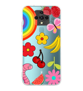 PrintiFy Tecno Camon 18 ile Uyumlu Water Color 5  Kamera Korumalı Şeffaf  Kılıf
