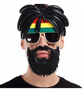 Rasta Peruklu Rasta Sakallı Bıyıklı Parti Gözlüğü 27x18 cm (Karışık)