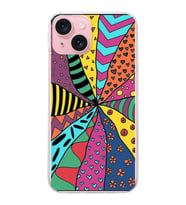 PrintiFy Apple  iPhone 15 ile Uyumlu 1mm Slim Fit Retro Renkler 4 Baskılı Şeffaf  Kılıf
