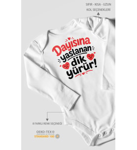 Dayısına yaslanan dik yürür Uzun Kollu Çıtçıtlı Bebek Body