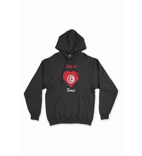 Tunus Bayraklı Kalpli Siyah Sweatshirt Hoodie