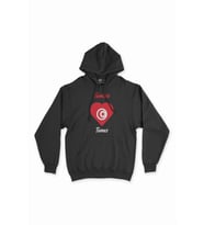 Tunus Bayraklı Kalpli Siyah Sweatshirt Hoodie