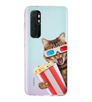 PrintiFy Xiaomi Mi Note 10 Lite ile Uyumlu 1mm Slim Fit Kedi 1 050b Baskılı Şeffaf  Kılıf