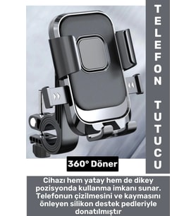 360 Derece Döner Yan Alt Sabitleyici Dikey Yan Kullanım Scooter Motor Bisiklet Gidon Telefon Tutucu
