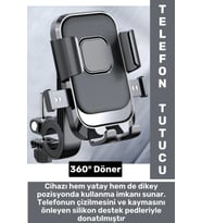 360 Derece Döner Yan Alt Sabitleyici Dikey Yan Kullanım Scooter Motor Bisiklet Gidon Telefon Tutucu