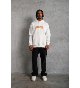 Erkek Baskılı Kapüşonlu 3 iplik pamuklu hoodie Sweatshirt - Beyaz