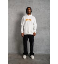 Erkek Baskılı Kapüşonlu 3 iplik pamuklu hoodie Sweatshirt - Beyaz