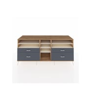 Kronos Konsol 7 Raflı 4 Çekmeceli  220x59x99 Çam-Aytaşı/Antrasit