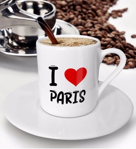 BK Gift I Love Paris Tasarımlı Türk Kahvesi Fincanı - Model 1