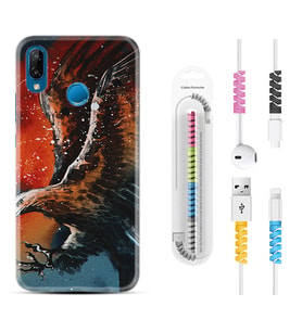 Huawei P20 Lite Mate 10 20 Lite Pro P40 Lite KılıfKablo Koruma Spiral Silikon Kartal Uçarken 1718