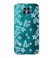 Huawei Mate 30 Lite  Kamera korumalı Kapak Floral Mavi Tasarımlı  Şeffaf Kılıf