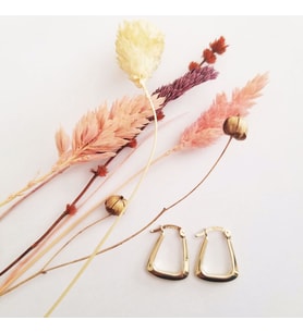 Altın Küpe 14K 585 Parlak Çanta Tasarım  1,8 cm Zarif Küpe 