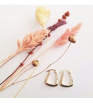 Altın Küpe 14K 585 Parlak Çanta Tasarım  1,8 cm Zarif Küpe 