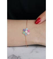 925 Ayar Gümüş Renkli Kar Tanesi Bileklik - B036601