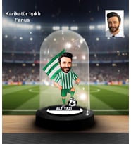 KİŞİYE ÖZEL YEŞİL BEYAZ TASARIM IŞIKLI KARİKATÜR FANUS BİBLO FN162
