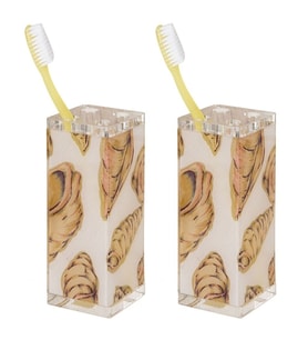 2 ADET DİŞ FIRÇALIK İSTİRİDYE AKRİLİK  6X6X12CM BANYO SETİ