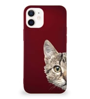 Apple iPhone 12 Mini Soft Premier Kapak Catface Tasarımlı Silikon Kılıf - Mürdüm (Şeffaf)