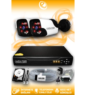 ELITCAM 2 Kameralı Panda 2 Dış Kamera Set 320 GB HDD Full HD Gece Görüşlü Güvenlik Kamerası Sistemi
