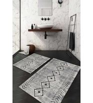 Dijital Baskılı Kaymaz Taban Yıkanabilir 2'li Klozet Takımı Banyo Paspası NDKZ-HT-242 (Gri)