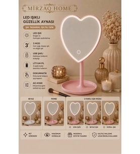 Dokunmatik LED Makyaj Aynası, 25x15 cm, Masaüstü Işıklı Tasarım