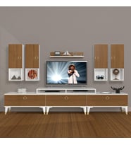 Decoraktiv Ekoflex 8DA Mdf Gold Tv Ünitesi Tv Sehpası - Beyaz Ceviz (Beyaz - Ceviz)