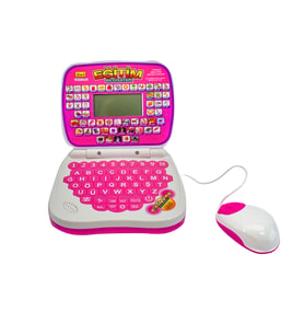 Oyuncak Laptop Eğitim Bilgisayarı Türkçe İngilizce Eğitici Pembe